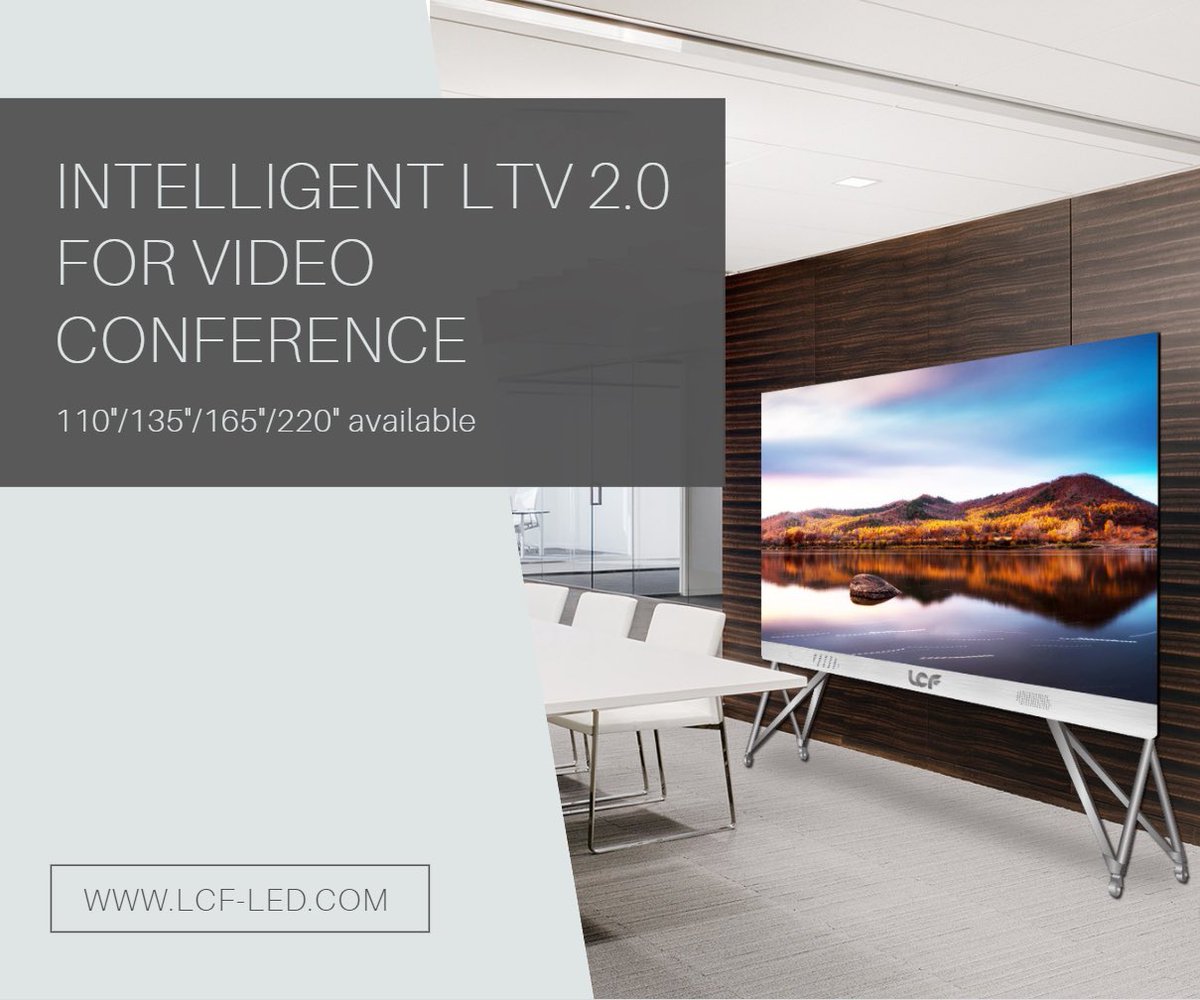 Intelligent LTV 2.0 for video conference #indoorledscreen 
The right product for u given by this not able to face-to-face meeting circumstances #covid_19 
if U have any similar project,pls contact us. Professional and Trust.
lcf-led.com
lcfdisplay25@sz-lcf.com.cn