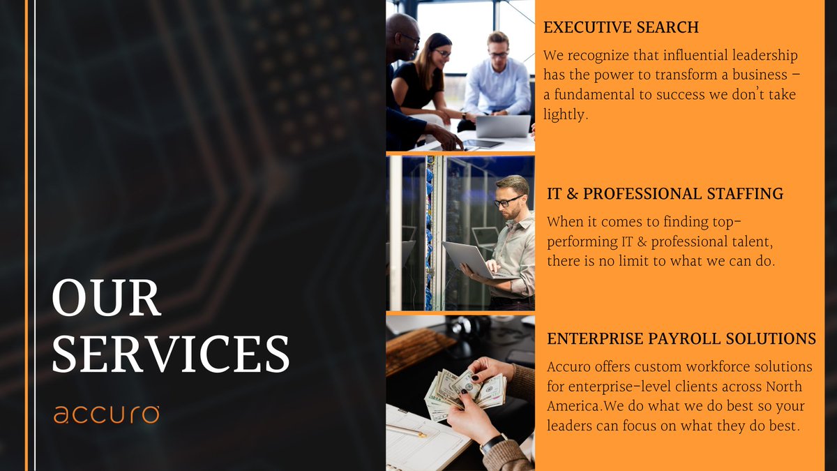 accurogroup's tweet photo. Tell us what you need; we’ll partner with you to find the best match.

Learn more about the services we provide across a variety of industries at https://t.co/b3TbJl2okH. https://t.co/A8RtJqkZJu