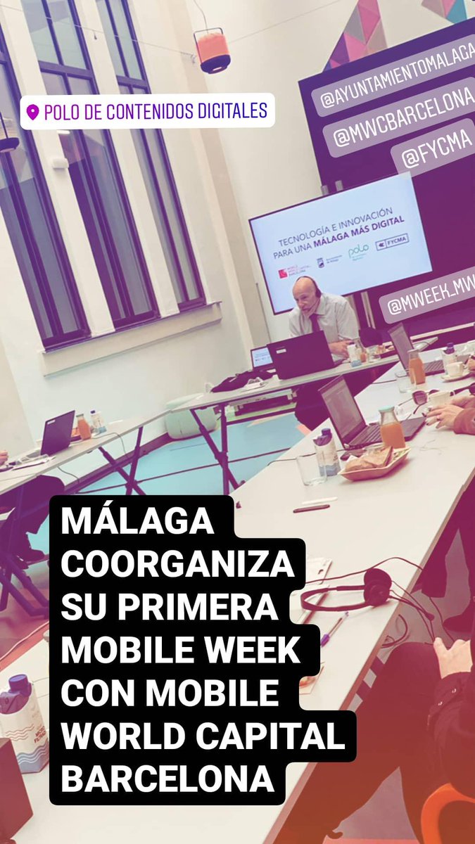 PoloDigitalMLG's tweet photo. Reunión de trabajo con @carlosgraulara y @JuanBaselga de @MWCapital,​​Yolanda de Aguilar de @Fycma, @CarilloSusana de @malaga, Antonio Quirós y Raúl Silleras del Polo Digital para coorganizar las actividades de la Málaga Mobile Week #mWeek21 @mWeek_MWC https://t.co/NQ2jHSfpL9