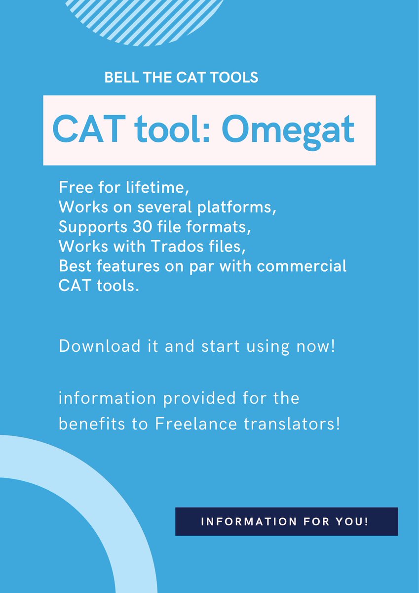 cattoolguide's tweet image. OmegaT training basics of March.
Send email to info@cattoolguide.com

#omegat #cattools #cattoolguide #translation