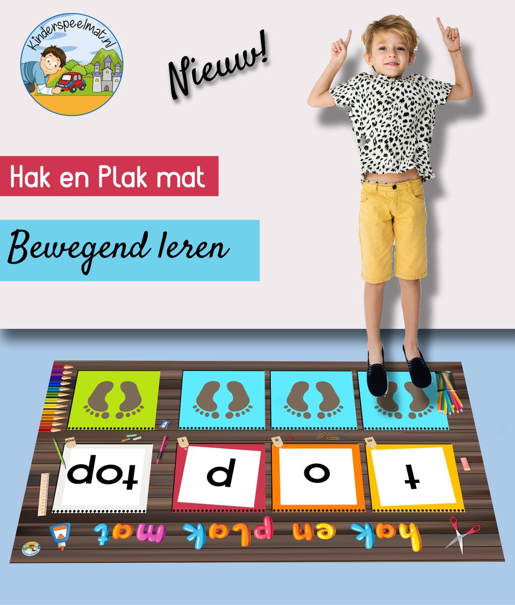 Nieuw!! Bewegend leren met de Hak-en Plak mat. Ook te gebruiken voor zoemend en zingend lezen. Kijk voor info op: kinderspeelmat.nl/product/hak-en…