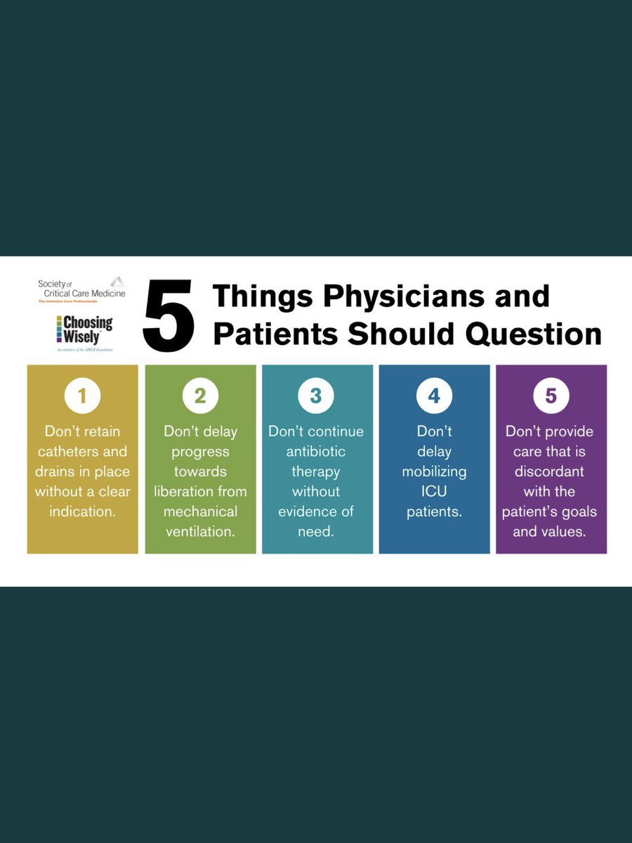 Wednesday Wit & Wisdom
We think these high value recs highlight the importance of using a daily ICU checklist to address these issues. One of our favorite ICU checklist is FASTHUGSBID. What ICU check list do you all use!?@SCCM @SCCMPresident @UTSWIMchief @ICUwomen @BridgingICUGap