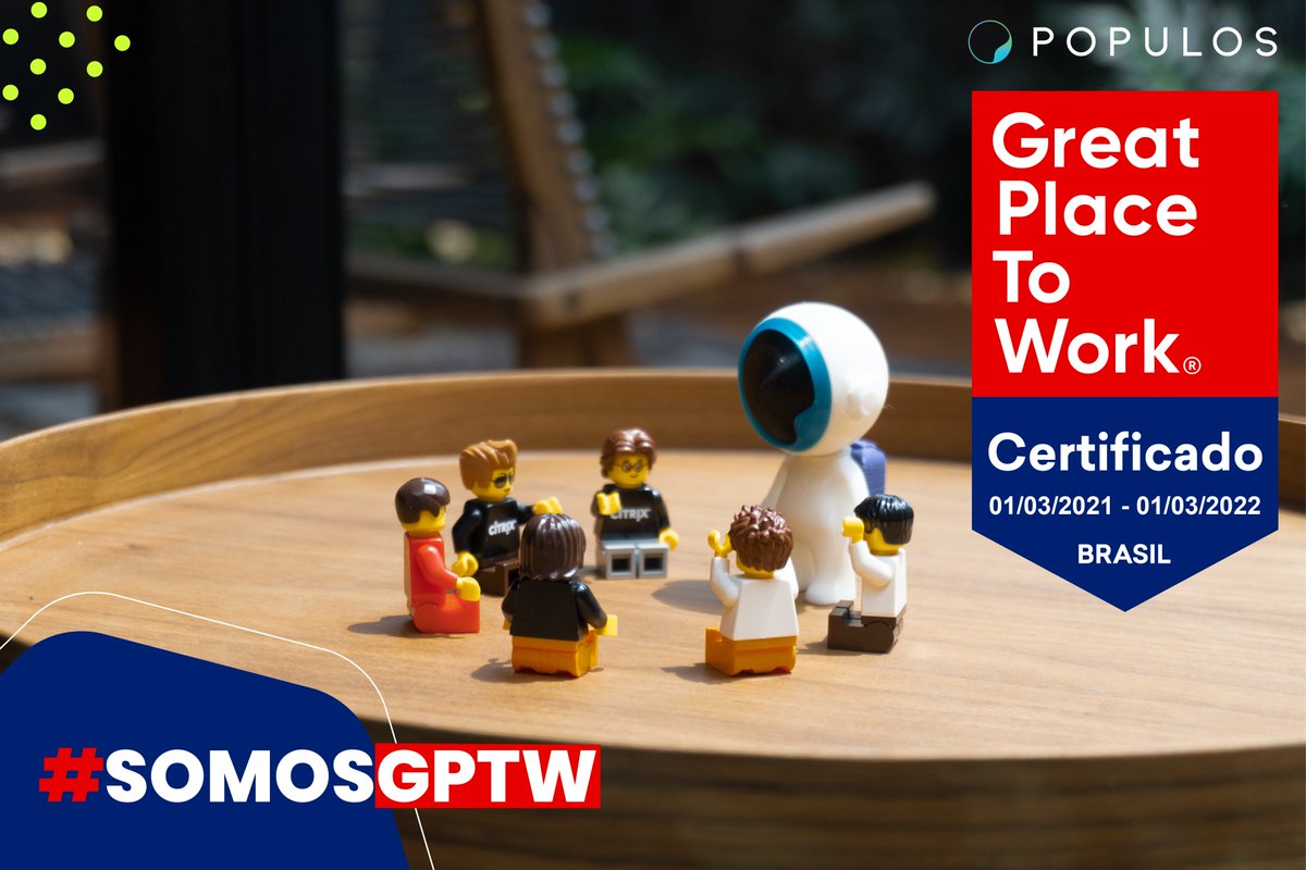 POPULOSBR's tweet photo. SOMOS GPTW!!

Fomos certificados pelo instituto #GPTW como uma das melhores empresas para se trabalhar no Brasil em 2021!

Obrigado ao nosso #timepopulos pelo apoio, dedicação e por fazer de nossa empresa um lugar mais do que incrível de se trabalhar! 

#GPTW #GoPopulos https://t.co/d7HizBMyLg