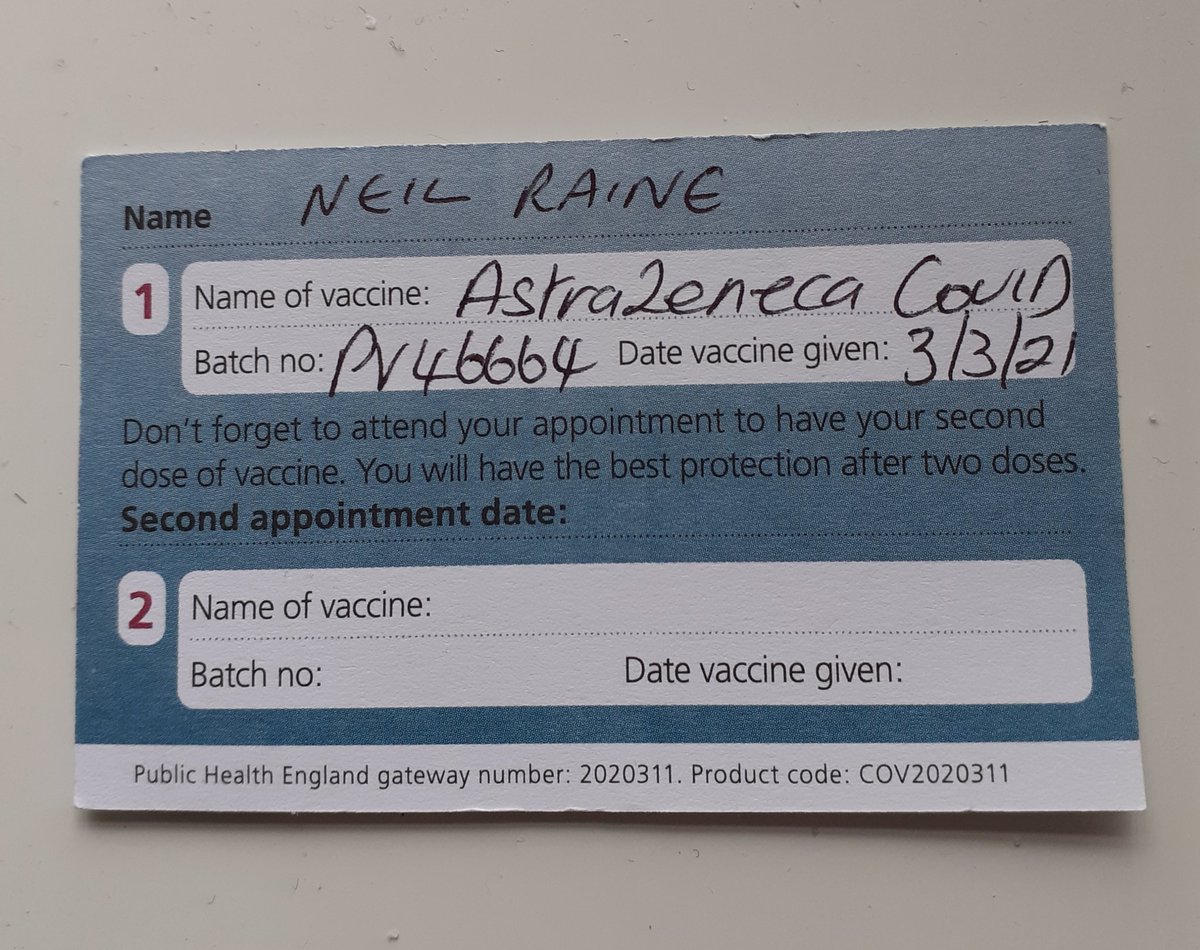 NeilR24's tweet image. Well I've had my covid vaccine today. Hopefully I'll not be too bad.
#COVIDVaccination #AstraZeneca