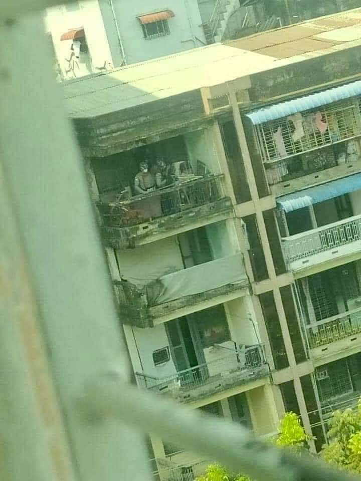 Terrorist army sniper shooting peaceful protesters from a high building. 
#WhatsHappeningInMyanmar 
#CrimeAgainstHumanity