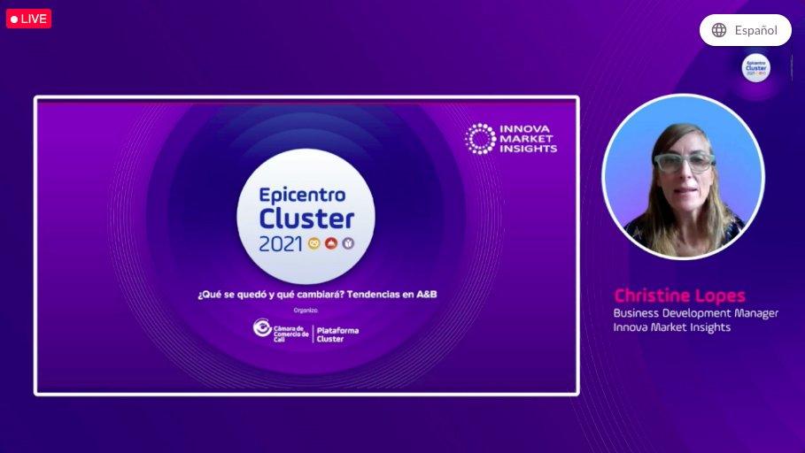 Comenzó la primera conferencia de #EpicentroCluster a cargo de Christine Lopes de <a href="/innovatrending/">Innova Market Insights</a>, quien compartirá con los asistentes las últimas tendencias de consumo para este año.
Regístrate y conéctate sin costo a la agenda académica 👉bit.ly/2UCINym