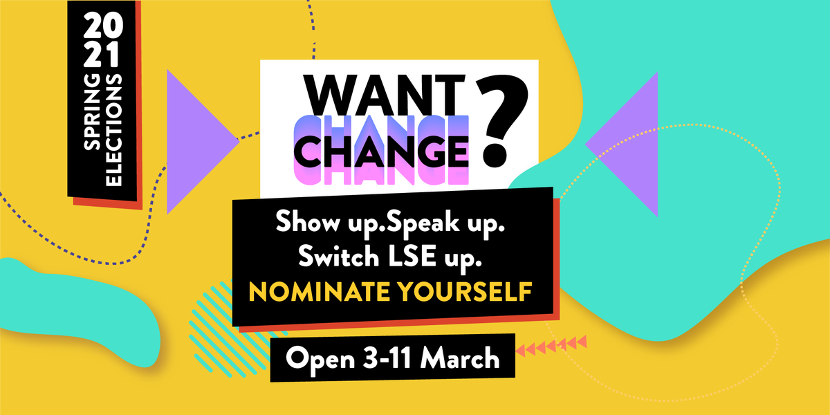 lsesu's tweet photo. 📢Fancy leading your SU? Now is the time to tell us!📢 We're looking for passionate students to run LSESU. If you change your mind DO NOT WORRY, there's no commitment but if you're up for it head to the link to nominate before March 11th!
https://t.co/EQfobGuCNb
#lsesuelects https://t.co/10uIsRReiK