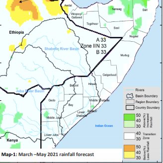 New #Somalia Gu 2021 Rainfall Forecast @FAOSWALIM Rainfall expected to be lower than average in NW regions, above average in parts of NE regions while the rest of the country have equal chances of average, below average and above average➡️bit.ly/3rcicba