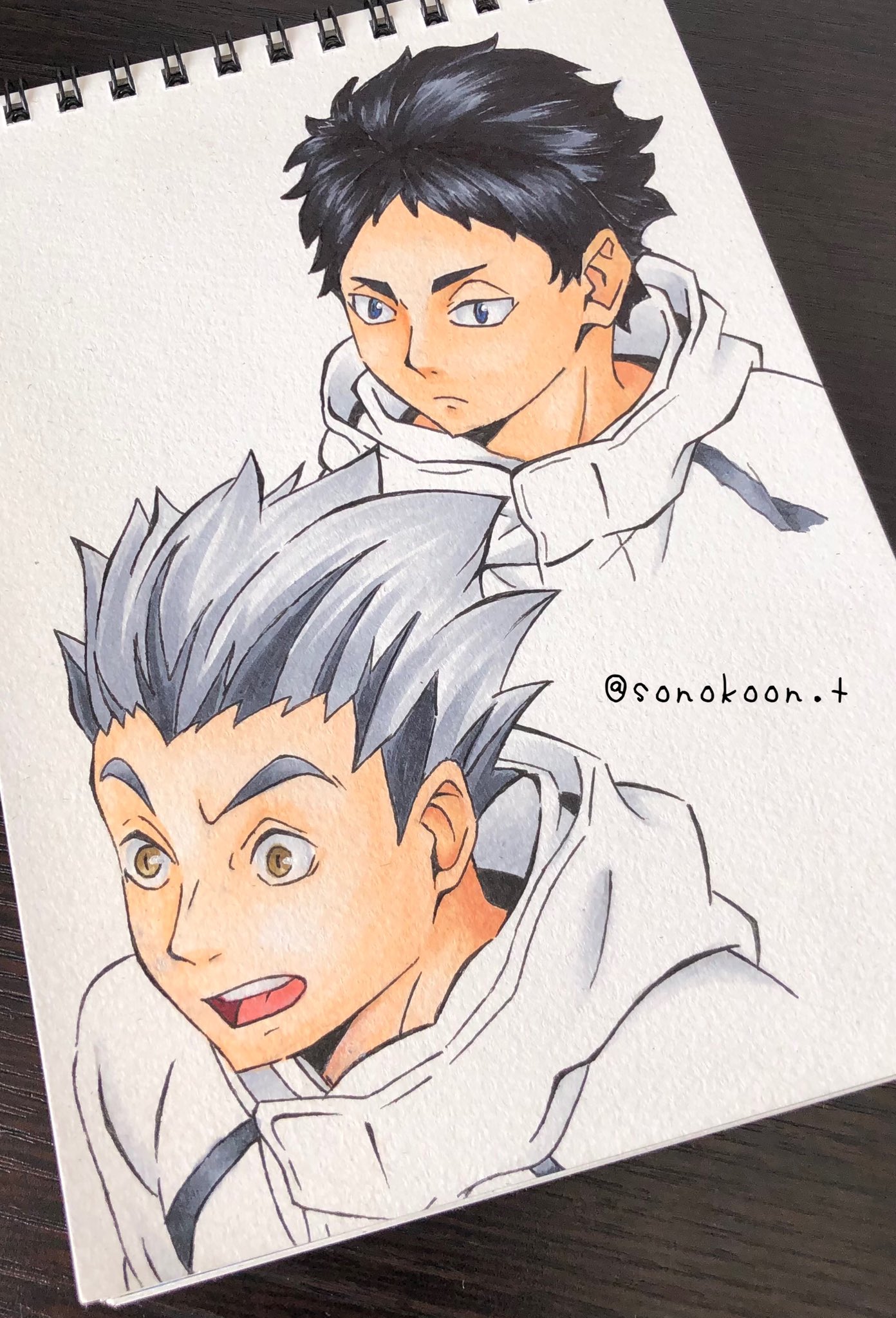 Sonokoon T Ar Twitter ハイキュー ハイキューイラスト 赤葦京治 赤葦京治イラスト 木兎光太郎 木兎光太郎イラスト ハイキュー好きな人と繋がりたい 模写イラスト コピックイラスト お絵描き アナログイラスト アニメ 少年漫画 Haikyuu Hq Haikyuuart