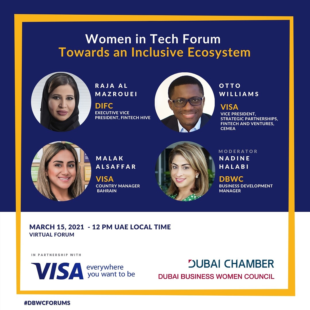 DBWC_UAE's tweet photo. Join us for a panel discussion entitled ��Women in Tech’ in collaboration with our partner .@visamiddleeast and explore the possibility of tapping into the #techindustry. Register now https://t.co/kfwFYdQeqE
#dbwcforums https://t.co/TgfEkYEls7