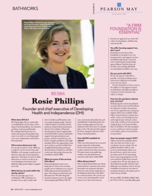 Thank you <a href="/BathLifeMag/">Bath Life</a> for featuring @RosiePhillipsCEDHI from <a href="/DHI_online/">Developing Health & Independence (DHI)</a>. Rosie explains how DHI has adapted quickly to the pandemic, supporting vulnerable and disadvantaged people in our city. Read latest issue here (page 52) issuu.com/mediaclash/doc…