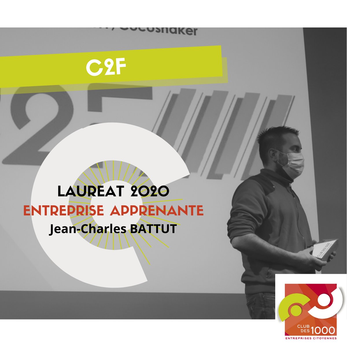 🏆 Lauréat 2020 Trophée #Entreprise #Apprenante : C2F, représentée par Jean-Charles BATTUT

#RSE #Auvergne