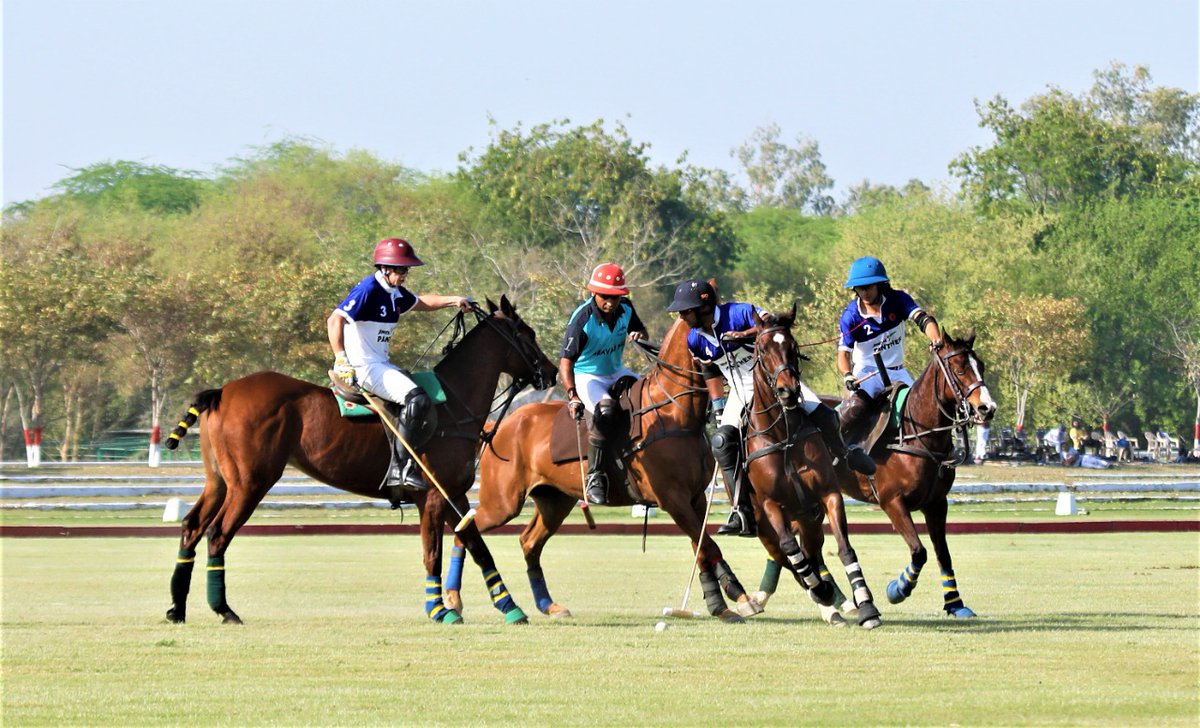 JindalPanther's tweet photo. The 1st match of the RMRM Gold Vase saw an action packed encounter between two exciting JindalPanther and Aravali Polo. 

After an electrifying clash, team #JindalPanther emerged victorious with a score of 7 – 5.5! #JindalPantherPolo 
@MPNaveenJindal https://t.co/HICOKymPlw