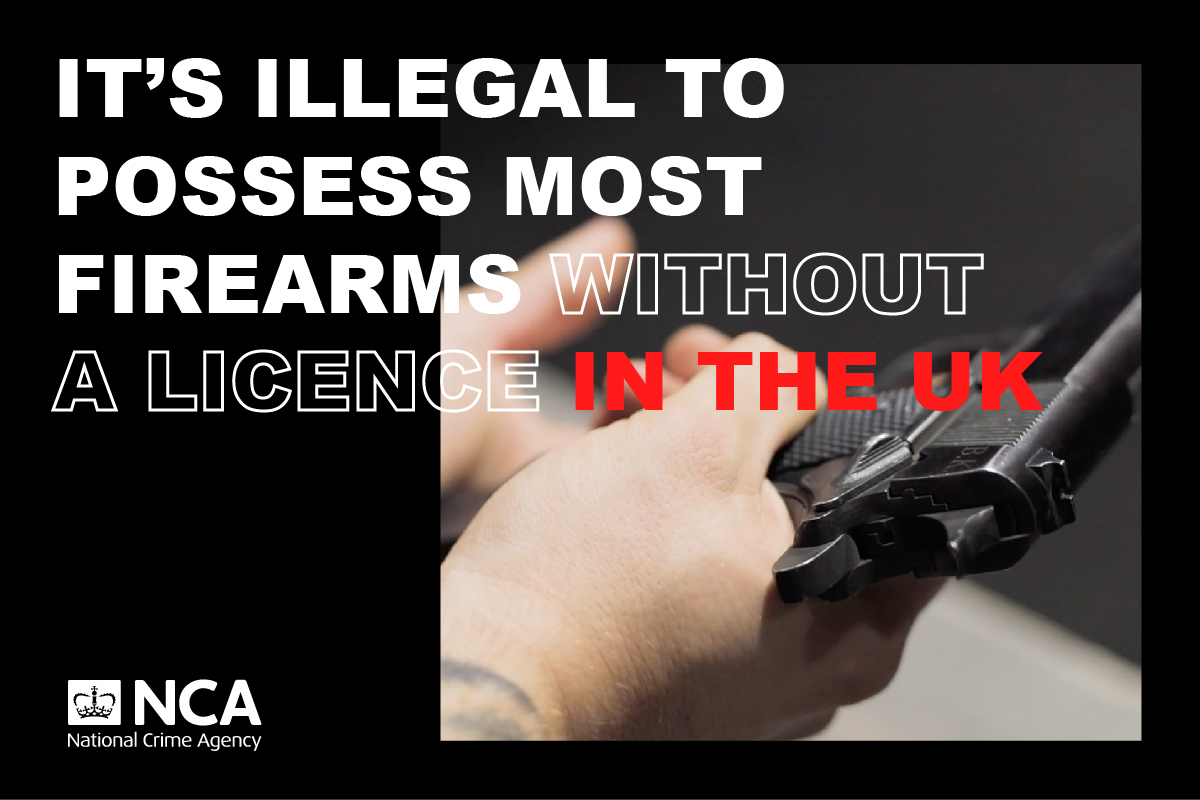 NCA_UK's tweet photo. Did you know? Pistols and shotguns are the most frequently used illegal firearms in the UK.

Failure to carry the correct licence could mean years in prison. Arm yourself with the law. #KnowTheLaw #KnowTheConsequences

Learn more 👉 https://t.co/asEYnylEuL https://t.co/p5WwJ5FPFz