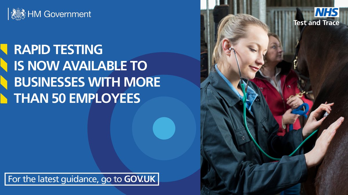 Vet businesses: free workplace testing is available for companies with 50+ employees until 30 June
It helps identify #COVID19 in people with no symptoms, preventing those who can’t work from home from unknowingly passing it on
Sign up by 31 March: https://t.co/9TJ4P2lz2C https://t.co/8EMs3uF4ZP