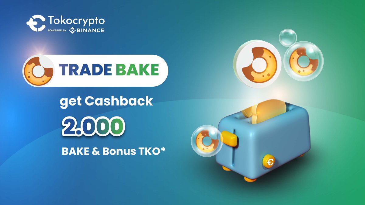 Tokocrypto's tweet photo. Tokocrypto bersama @bakery_swap juga memberikan cashback #BAKE dan bonus TKO* setiap trading kamu #BAKE di Tokocrypto.
Selengkapnya https://t.co/w7dqQuREAr
#tokocrypto #salamtothemoon #freeTKO https://t.co/ixWzHmS5Vn