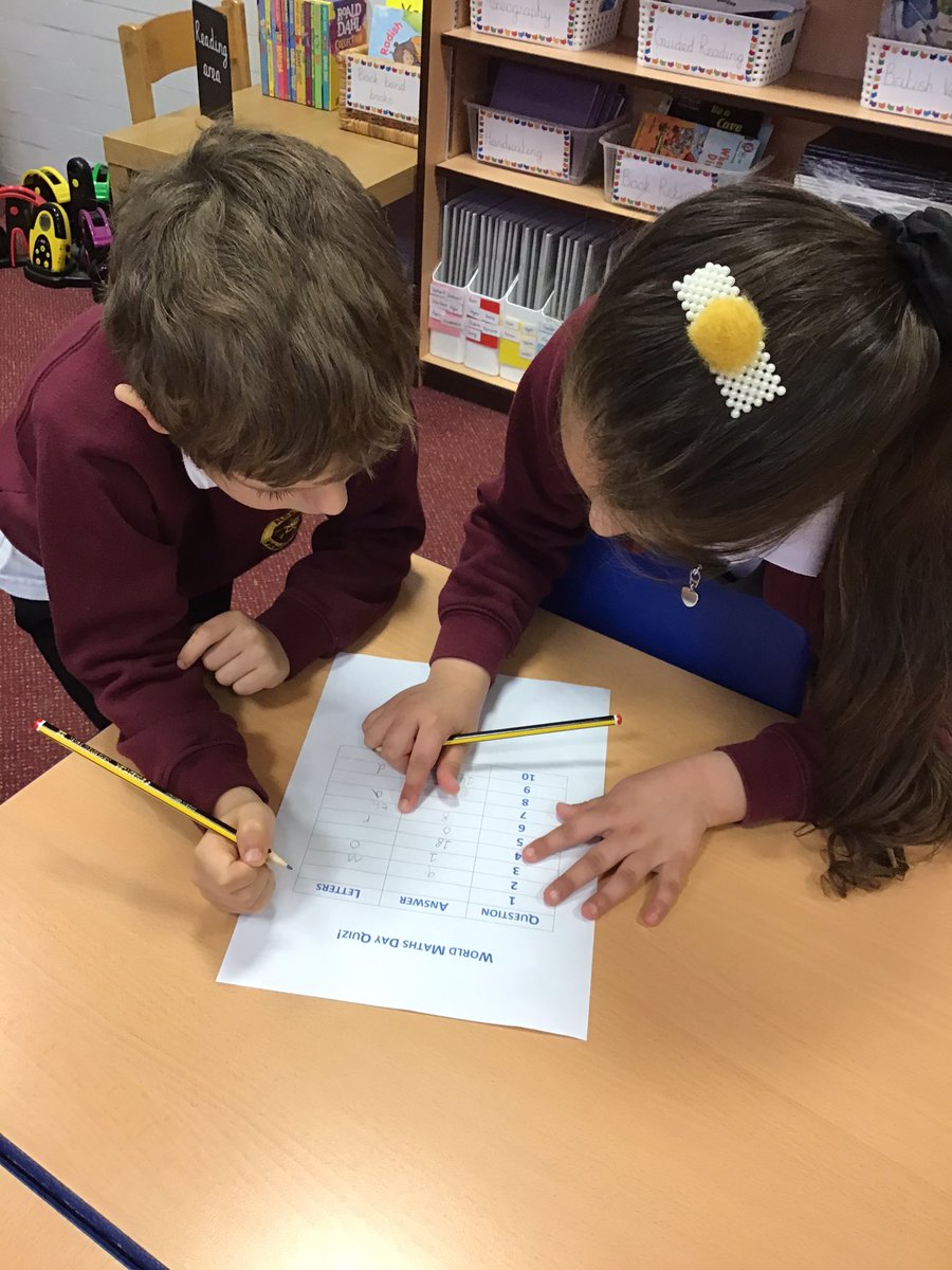 ABCPschool's tweet photo. Class 1K have been having fun with Maths in celebration of World Maths Day today. Great team work seen solving our tricky number problems and letter scramble. #WorldMathsDay #ABMaths #Class1K https://t.co/oUcT2G1Nbm