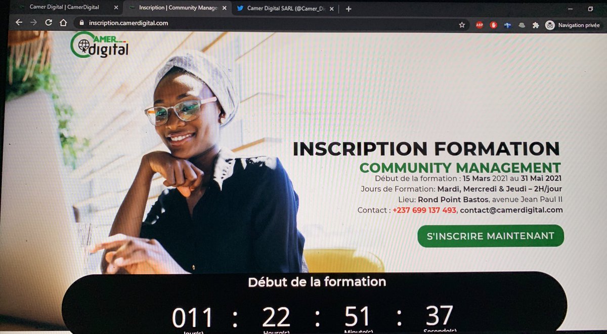 Dylan_Akame's tweet image. Plus quelques Jours avant le début de la formation en « Community Management » chez @Camer_Digital. 

Inscris-toi gratuitement via inscription.camerdigital.com et reçois le programme de formation instantanément par mail. 📲

#CamerDigital #CommunityManager #Cameroun #Cameroon #Digital