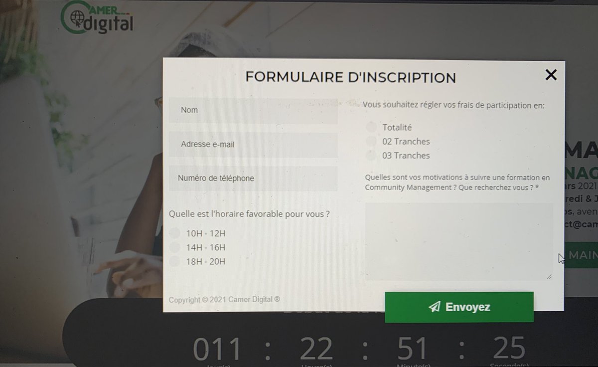 Dylan_Akame's tweet image. Plus quelques Jours avant le début de la formation en « Community Management » chez @Camer_Digital. 

Inscris-toi gratuitement via inscription.camerdigital.com et reçois le programme de formation instantanément par mail. 📲

#CamerDigital #CommunityManager #Cameroun #Cameroon #Digital
