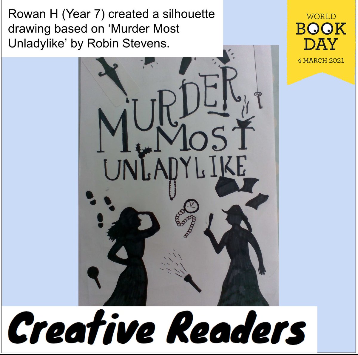 UckfieldCollege's tweet photo. Here are some more of our Creative Readers competition entries. A real range of projects here! More will be shared later today and the winners will be announced on World Book Day (Thursday 4th March).  
#creativereaders #worldbookday2021 #studentwork https://t.co/OWDSp7NyOh