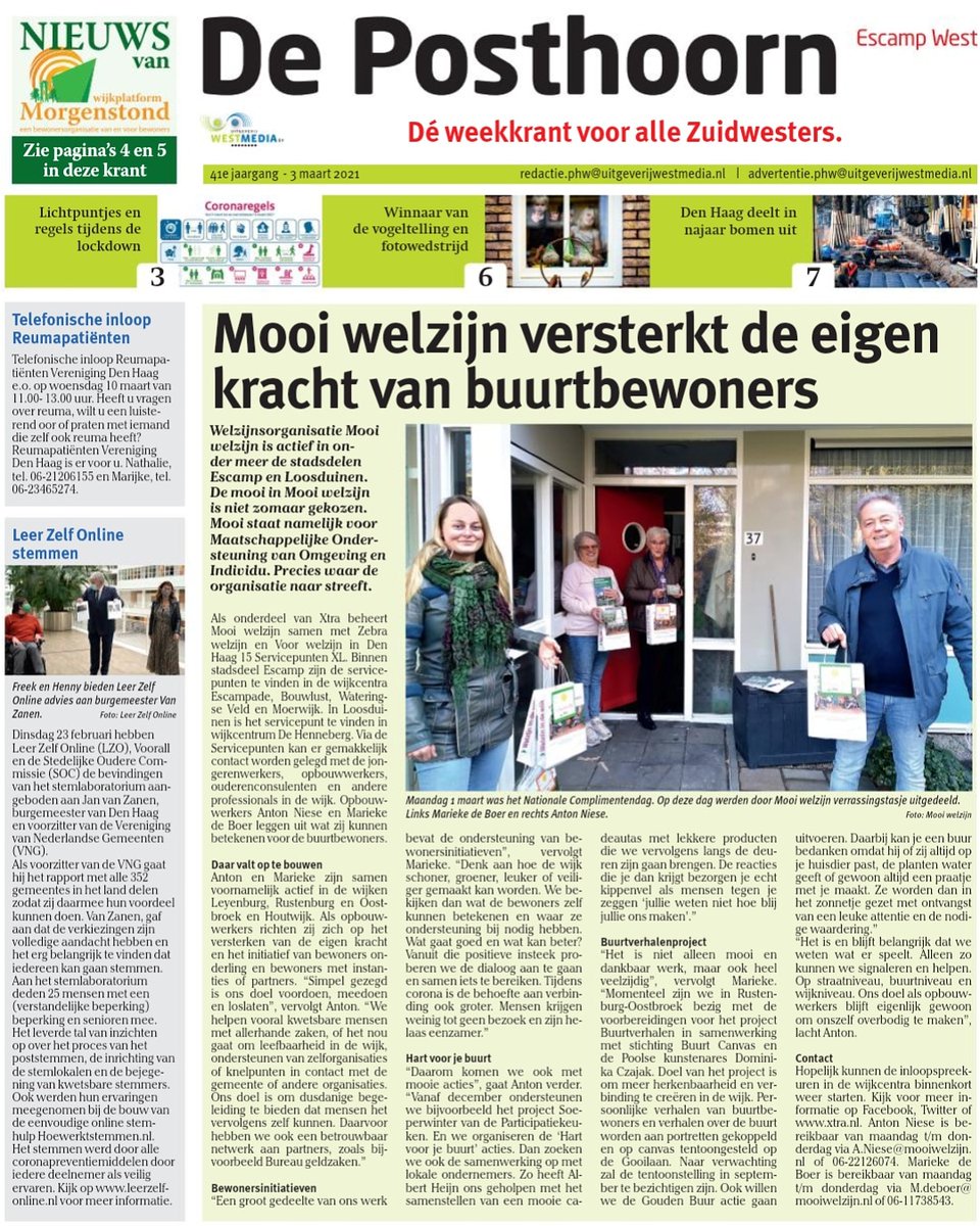 Een leuk artikel over opbouwwerk van Mooi welzijn! #mooiwelzijn #opbouwwerk #leyenburg #rustenburgoostbroek #posthoorn #denhaag