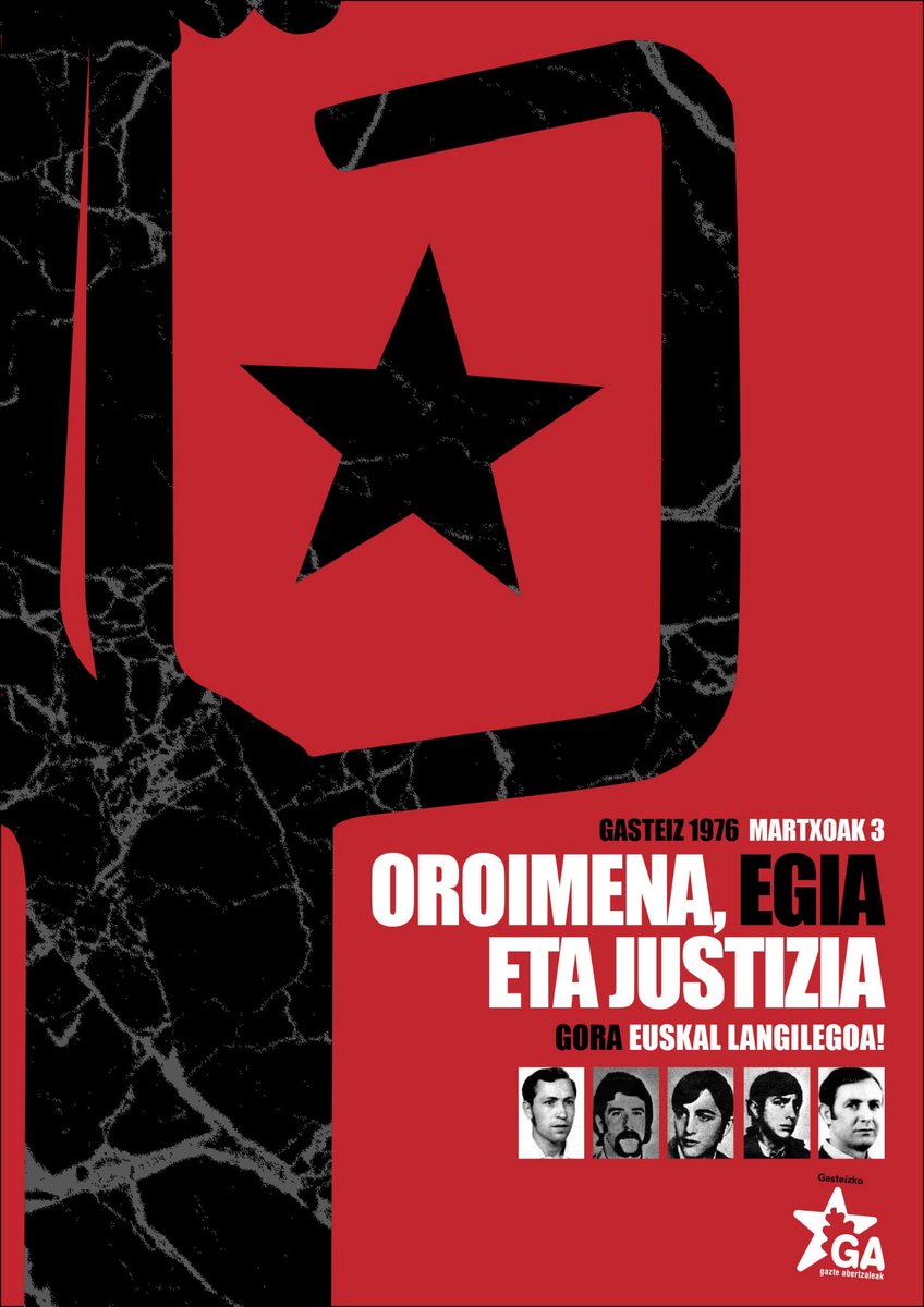 gazte's tweet photo. Gasteizko herriaren egun berezia da urtero #Martxoak3. 

Jarraituko dugu #Egia #Justizia eta #Erreparazioa eskatzen.

Gasteizek eta Euskal Herriak ez duelako ahazten #M3 https://t.co/JQaFjEf2yS