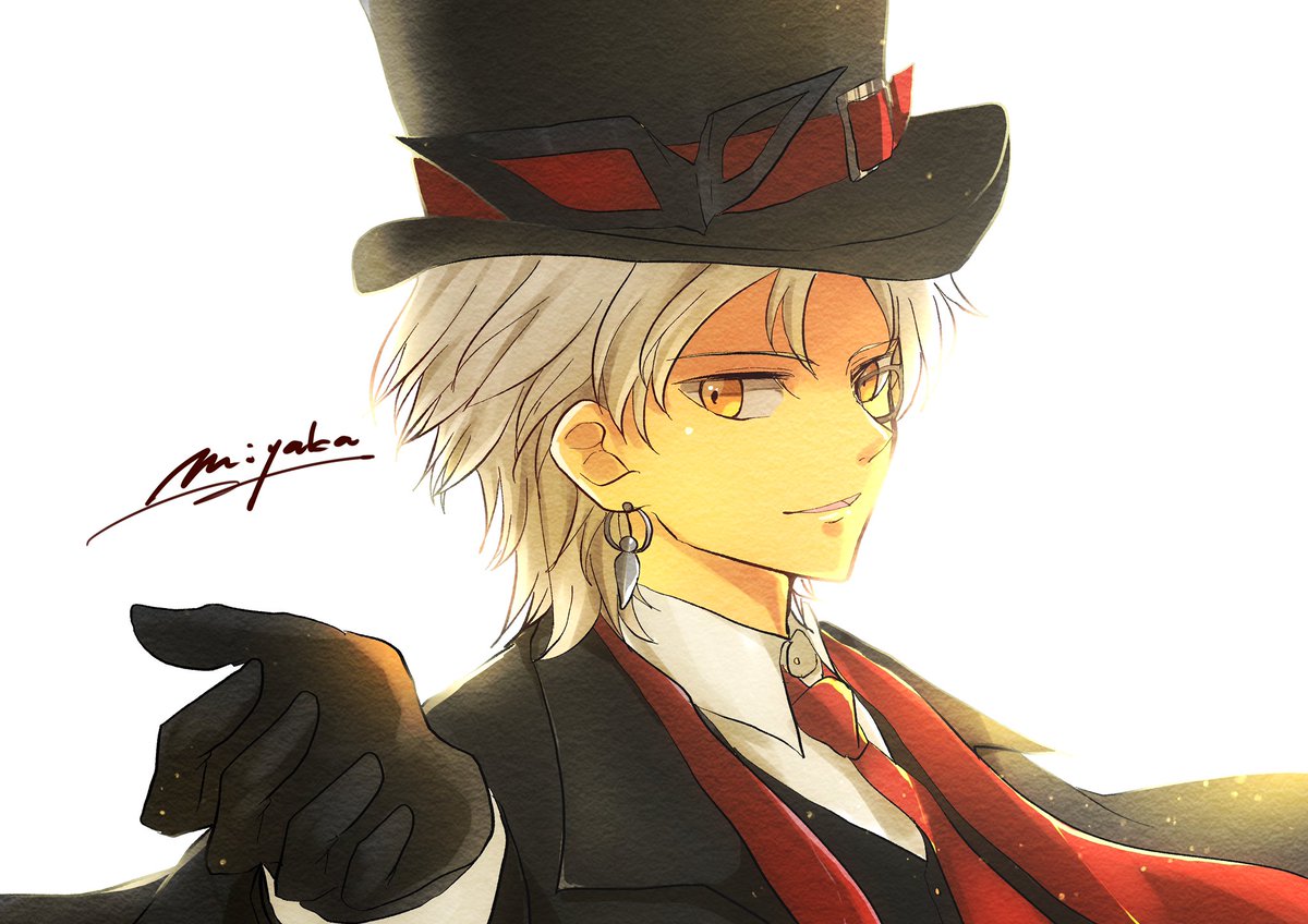1boy hat male focus gloves solo jewelry earrings  illustration images