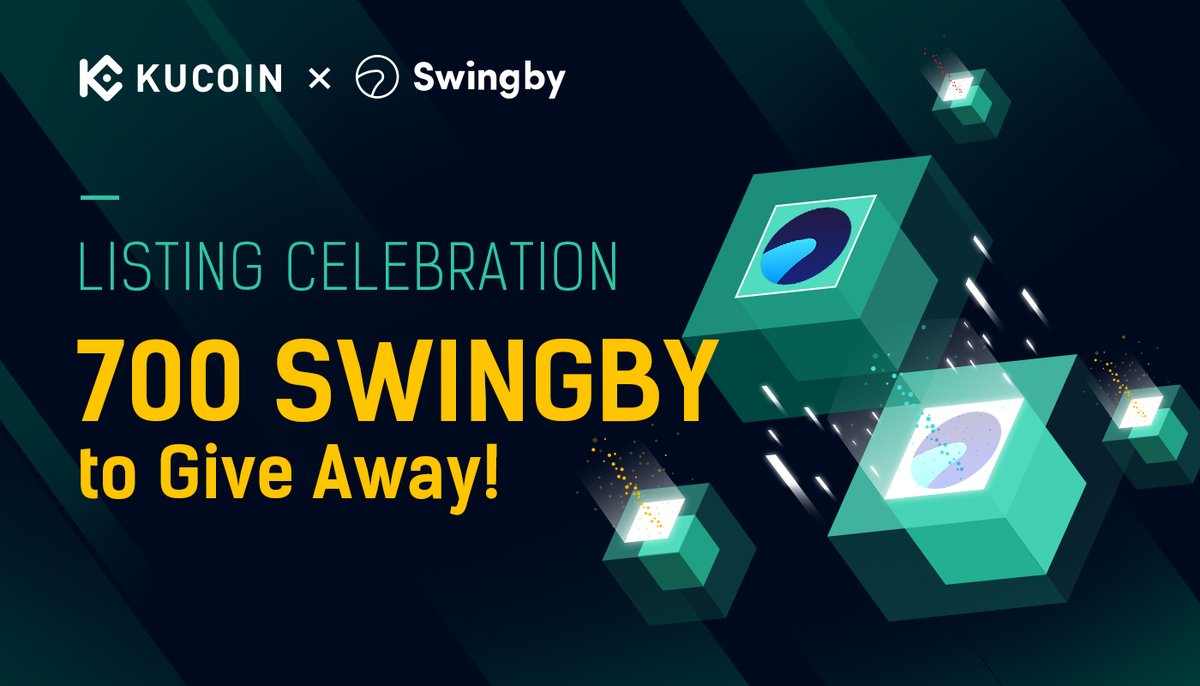 kucoincom's tweet photo. #SWINGBY Listing Celebration: 700 SWINGBY to Give Away!

✅Follow @kucoincom &amp; @SwingbyProtocol
✅Quote this tweet with the hashtags #KuCoin &amp; #SWINGBY
✅Tag 3 friends

🎁We will select 10 winners on March 7, 2021 to receive 70 SWINGBY each! https://t.co/1E92rMYQYR