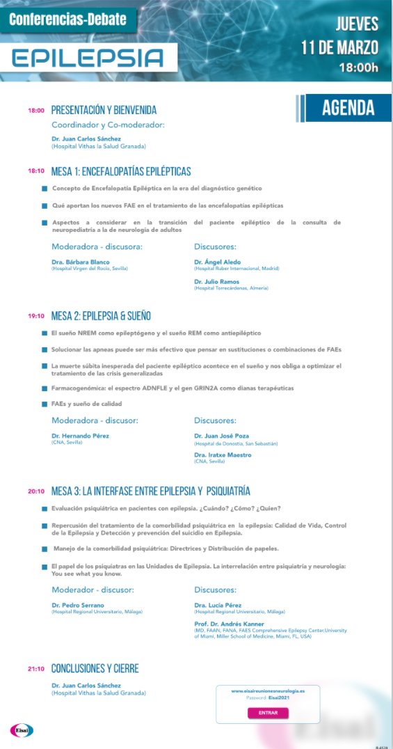 PedroSerranoCas's tweet photo. Save the date: 11 de Marzo. 18 horas. 3 mesas de debate: Encefalopatias Epilepticas / Epilepsia y Sueño / La interfase entre Epilepsia y Psiquiatría. Enlace de acceso: https://t.co/eXdA7yBaGH https://t.co/1wFdWTAZxf
