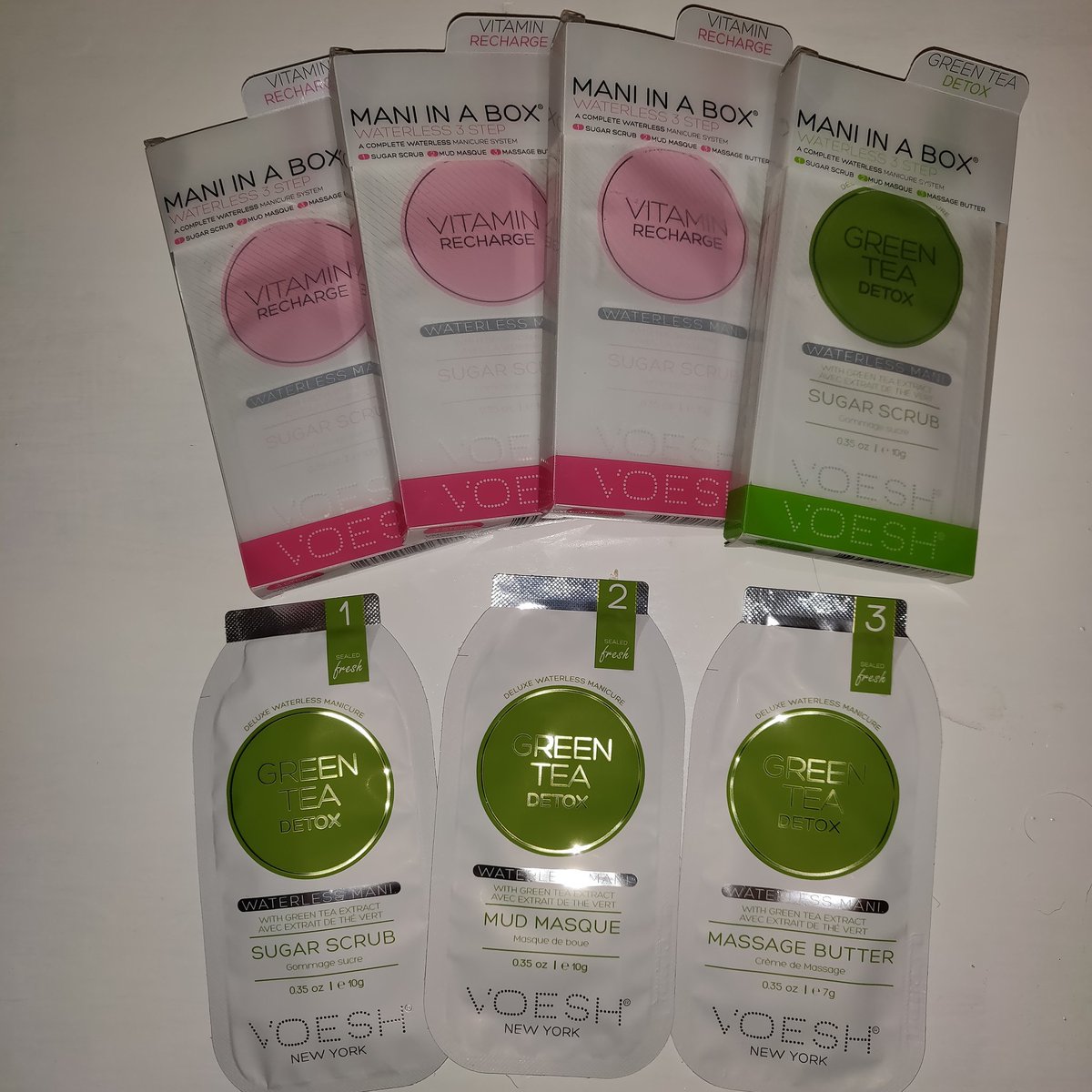 3 step 'mani in a box' 
Contains a sugar scrub, masque and massage butter only £6.99