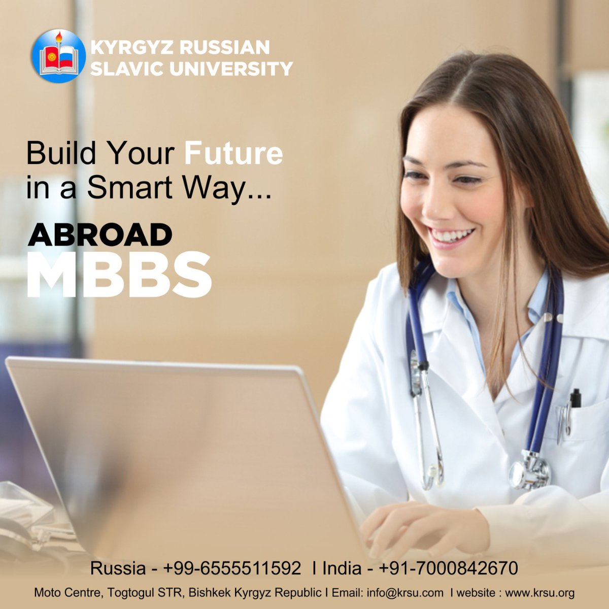 krslavic's tweet photo. Build Your Future in a Smart Way...
𝗔𝗕𝗥𝗢𝗔𝗗
𝗠𝗕𝗕𝗦 

Contact Kyrgyz Russian Slavic University.

☎️Call Now: +99-6555511592, +91-7000842670
📨Email: info@krsu.com
📨Address: Moto Centre, Togtogul STR, Bishkek Kyrgyz Republic

#Bachelor #Degree #MBBS #Study #BachelorDegree https://t.co/EAXG0v0Rb3