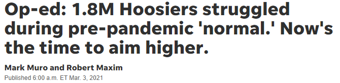 MarkMuro1's tweet photo. `Normal’ not enough for pandemic recovery | New oped in @IndyStar with @robmaxim @BrookingsMetro
https://t.co/ULMUjlQhax https://t.co/C8e43GV3ak
