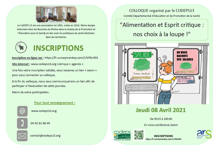 codeps13's tweet photo. COLLOQUE #CODEPS13

Découvrez le programme du colloque "#alimentation et #espritcritique : nos choix à la loupe" publié dans notre dernière newsletter.
Date du #colloque : 8 avril 2021.
Pour recevoir les actualités du CoDEPS13 dans votre boîte mail : https://t.co/WqwyyTUkWa https://t.co/RCW2s5yRav