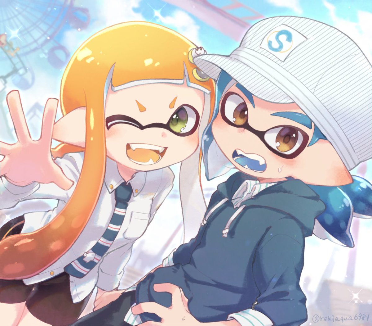 ボーイくんとガールちゃんがおデートしてる現場に遭遇した友達目線 レキのイラスト ボーイくんとガールちゃんがおデートしてる現場に遭遇した友達目線 レキのイラスト