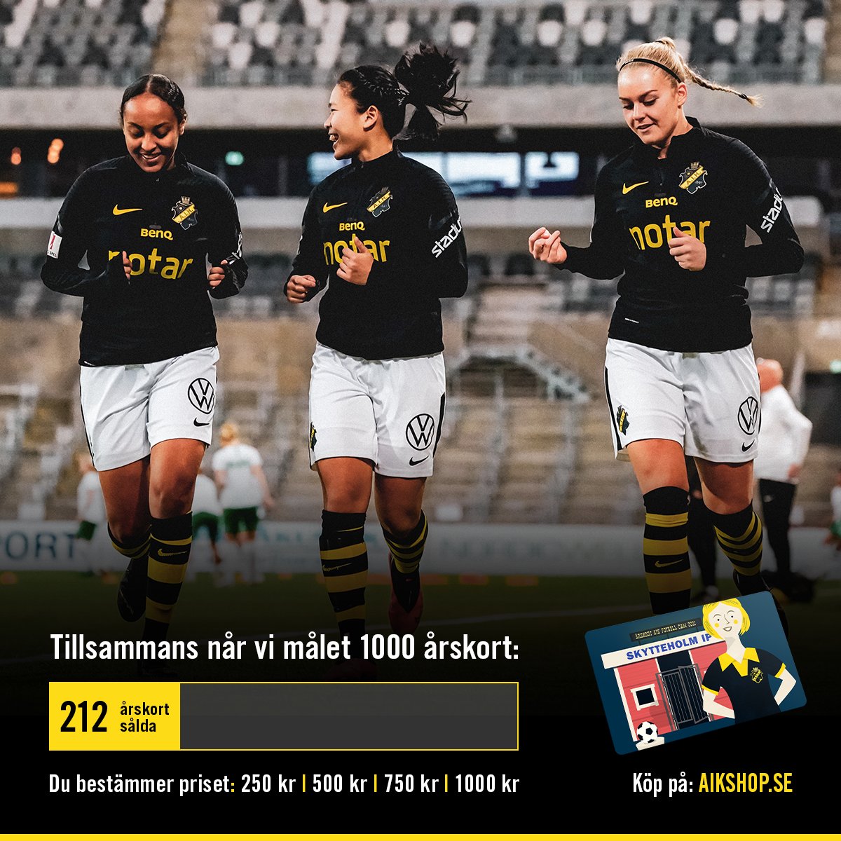 WOW! 🖤💛 Redan efter första dygnet slog vi fjolårets årskortsförsäljning! Fortsätt stötta oss genom att säkra ditt årskort på aikshop.se.