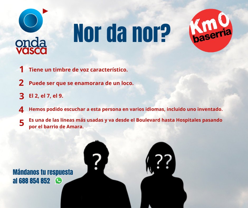 🔍 'Nor da nor?' ¿Sabes ya quién es nuestro personaje misterioso de la semana?

Mándanos tu respuesta al 📲 688 854 852

🔴 Resolvemos MAÑANA a las 10:15.