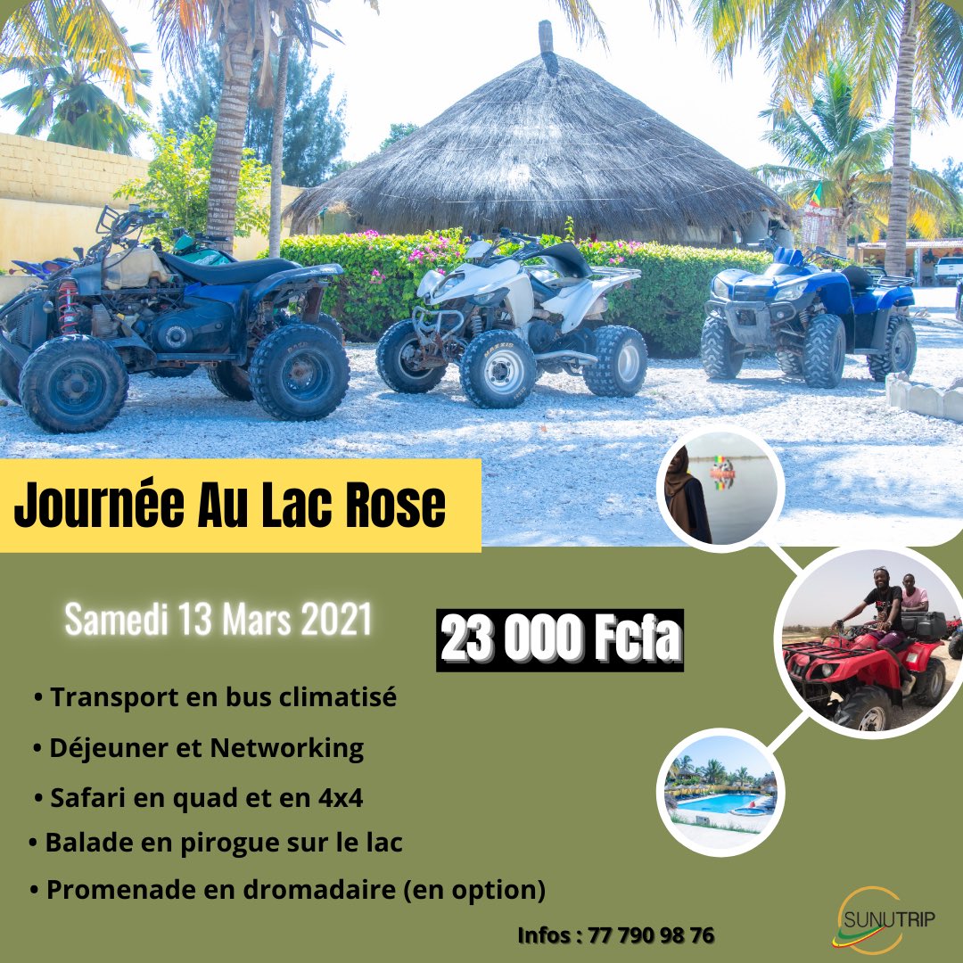 sunutrip_'s tweet photo. Vous nous l’avez demandé nous l’avons fait 🤩🤩🥳
Nouvelle journée au lac Rose ce samedi 13 Mars
Réservez vite votre place sur le 00221 77 790 98 76
Nombre de places limité 🚨
.
.
.
#sunutrip #lacrose #destinationsenegal #tourismesenegal #senegal https://t.co/CllSkEIkJF