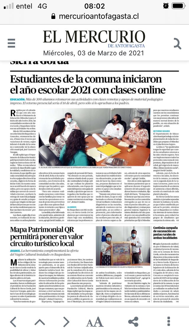 JoseGuerrero_sg's tweet photo. La prensa hoy destaca el inicio de clases y la instalación de #MapasPatrimoniales en puntos de interés de la comuna, para poner en valor nuestra cultura, patrimonio y rutas turísticas. Los invitamos a informarse sobre los avances y proyectos en beneficio de nuestros vecin@s https://t.co/Qt8nZy7iVX