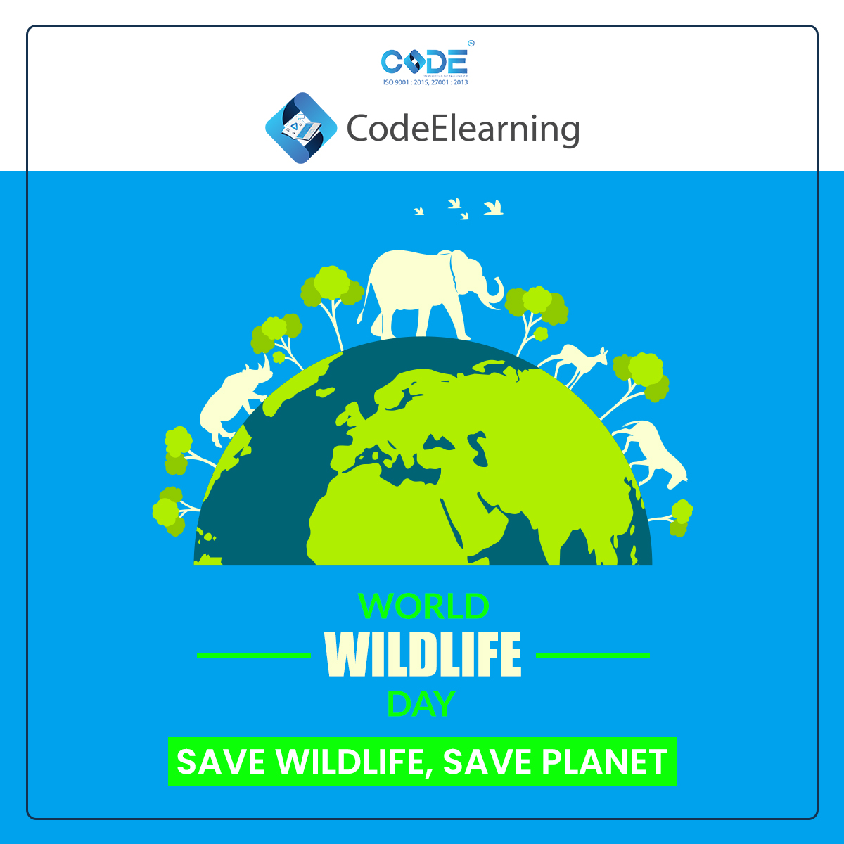 codeelearning's tweet image. March 3, World Wildlife Day is celebrated globally and focuses on issues that need action toward sustainability which dwindled over time. Let’s partake and ensure their optimal survival. We salute all authorities working towards the cause.
codeelearning.in