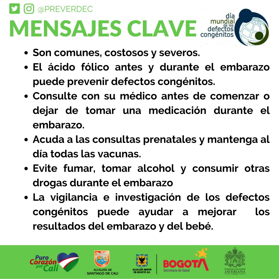 preverdec's tweet photo. Muchos defectos congénitos pueden ser prevenidos y tratados. En el Día Mundial de los Defectos Congénitos ayúdanos a aumentar el conocimiento y la concienciación sobre la #prevención de defectos congénitos. Más en https://t.co/g6lR6cxEfi y https://t.co/Y8p2oWobMS 

 #WorldBDDay https://t.co/uVirY75aWj