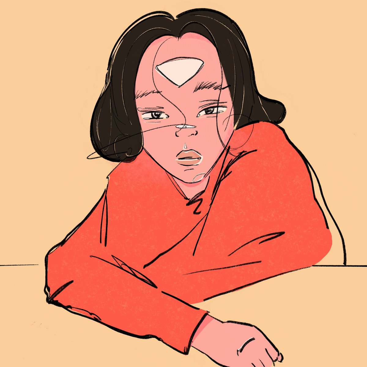 ねむかき イラスト على تويتر 眠いのか ただぼーっとしてるのか 悩んでるのか妄想してるか 恋してるのか おやすみ 寝る前のお絵かき イラスト