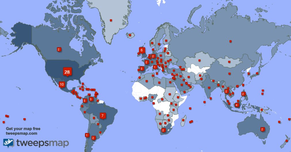 My followers live in 156 countries: USA(28%), Mexico(10%)... https://t.co/DJH8fu3mcp
Get your free map