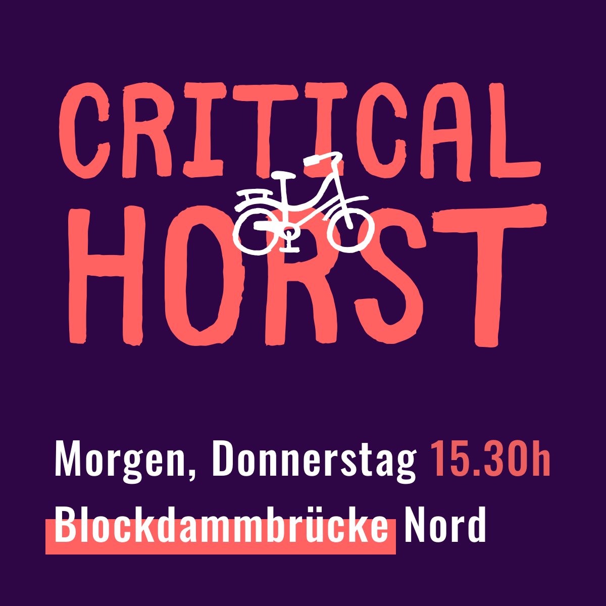 Wir werden am Donnerstag gemeinsam zur Demo am Ostkreuz radeln. Wer Lust hat, kann sich gerne anschließen. Wir treffen uns auf der Nordseite der Blockdammbrücke um 15:30. @RadLbg @RadbahnU5