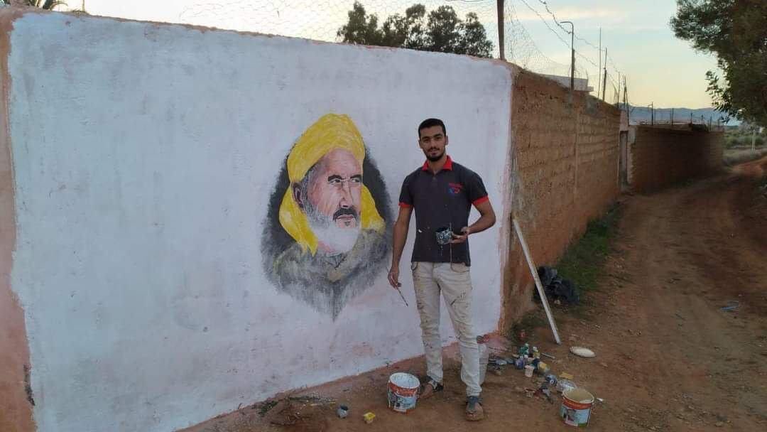 riffianman's tweet photo. Riffian artist Mohamed Amine Dira has created this beautiful mural of Riffin resistance hero Moulay Mohend in Driouch #ashihfedAbi❤️ https://t.co/F6nRIMBkYw