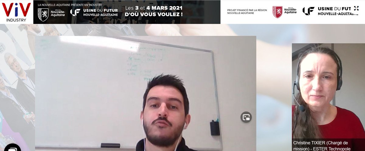 EsterTechnopole's tweet photo. [EN DIRECT] 🔴 La Team #ESTERTechnopole participe à @vivindustry, l’événement online dédié à l’#UsineduFutur et à la #PerformanceIndustrielle en @NvelleAquitaine !

👉 Au programme : conférences &amp; RDV BtoB 

#industry #technology https://t.co/sPWdBDhny7