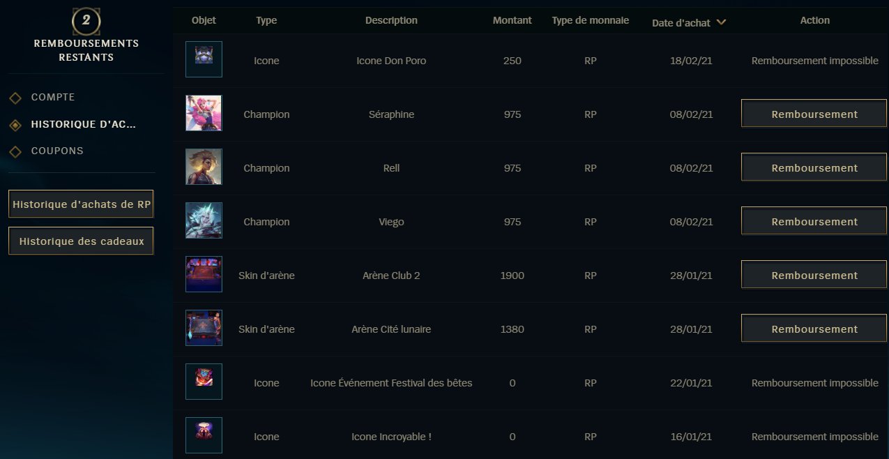 Riot Support FR on Twitter "🟢 [League of Legends] Depuis votre historique d