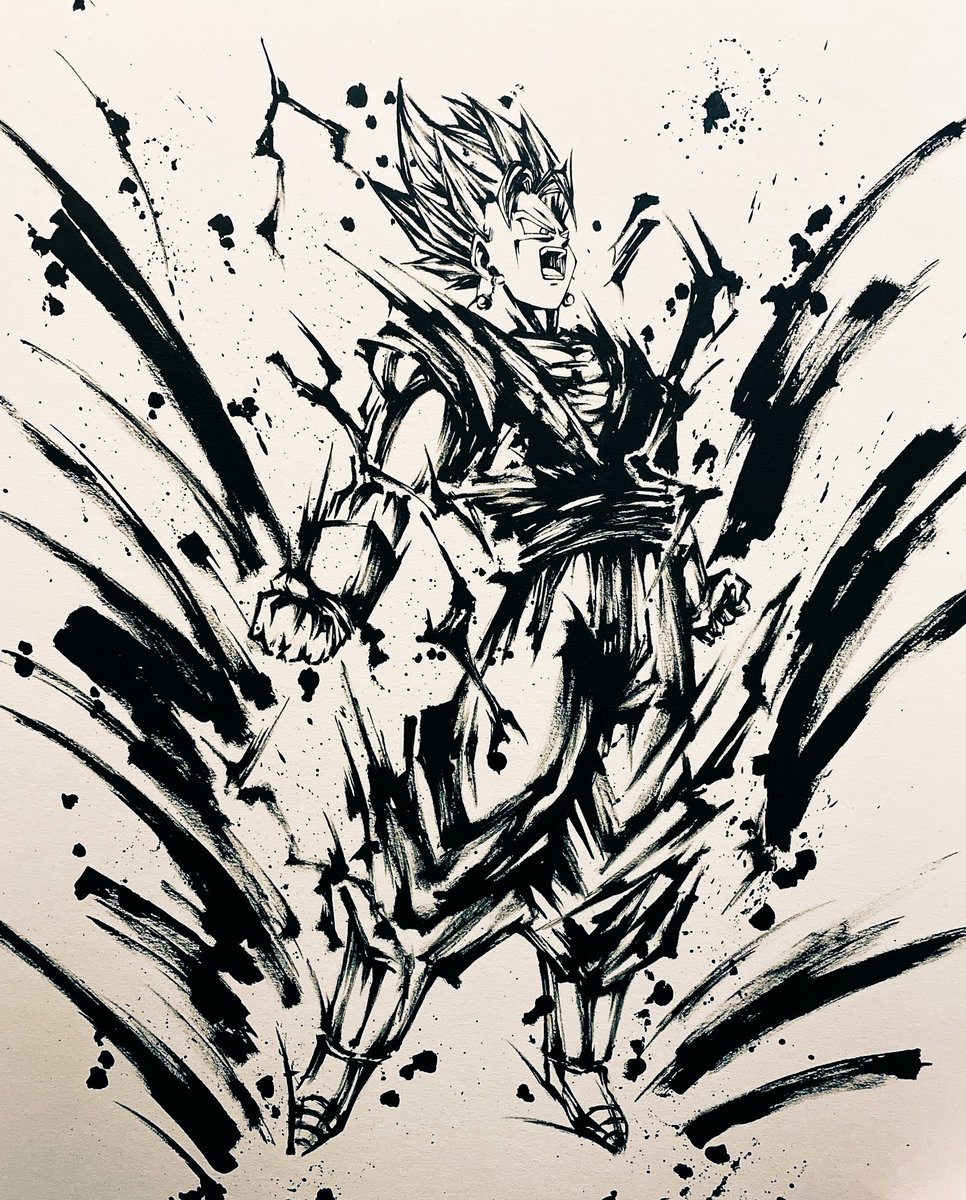 かず V Twitter 魔人ブウ編のキャラたち ドラゴンボール 墨絵