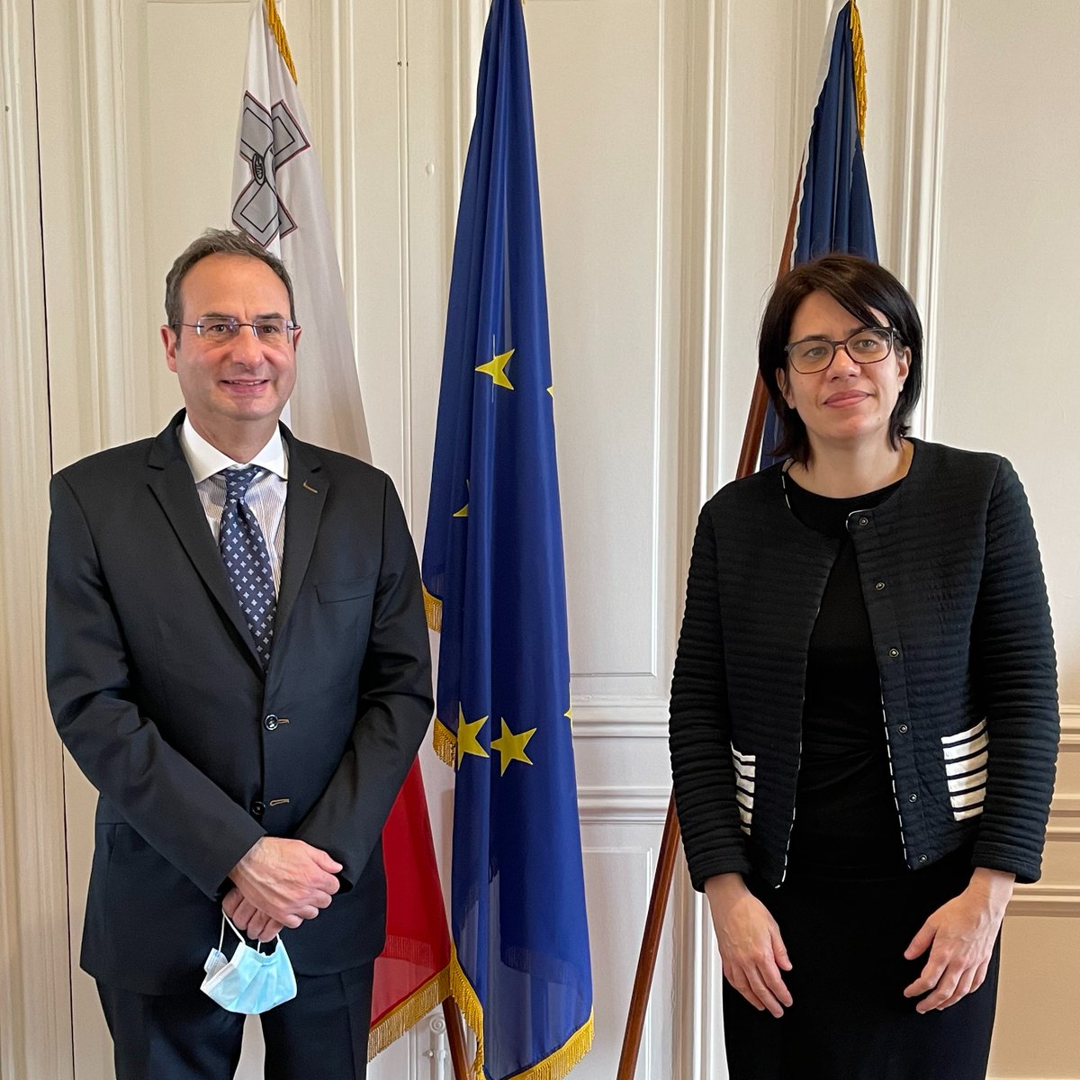 Informative and fruitful meeting between Ambassador Carmelo Inguanez and Maud Lelièvre General Delegate of Eco Maires and Vice Chairperson of the International  Union for Nature Conservation.
