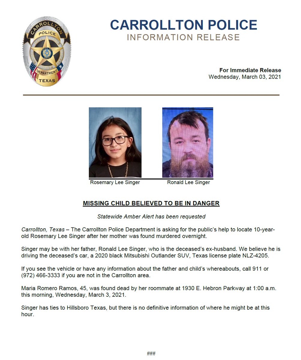 RT @CarrolltonTXPD: AMBER ALERT PENDING https://t.co/OJEV1msHRi