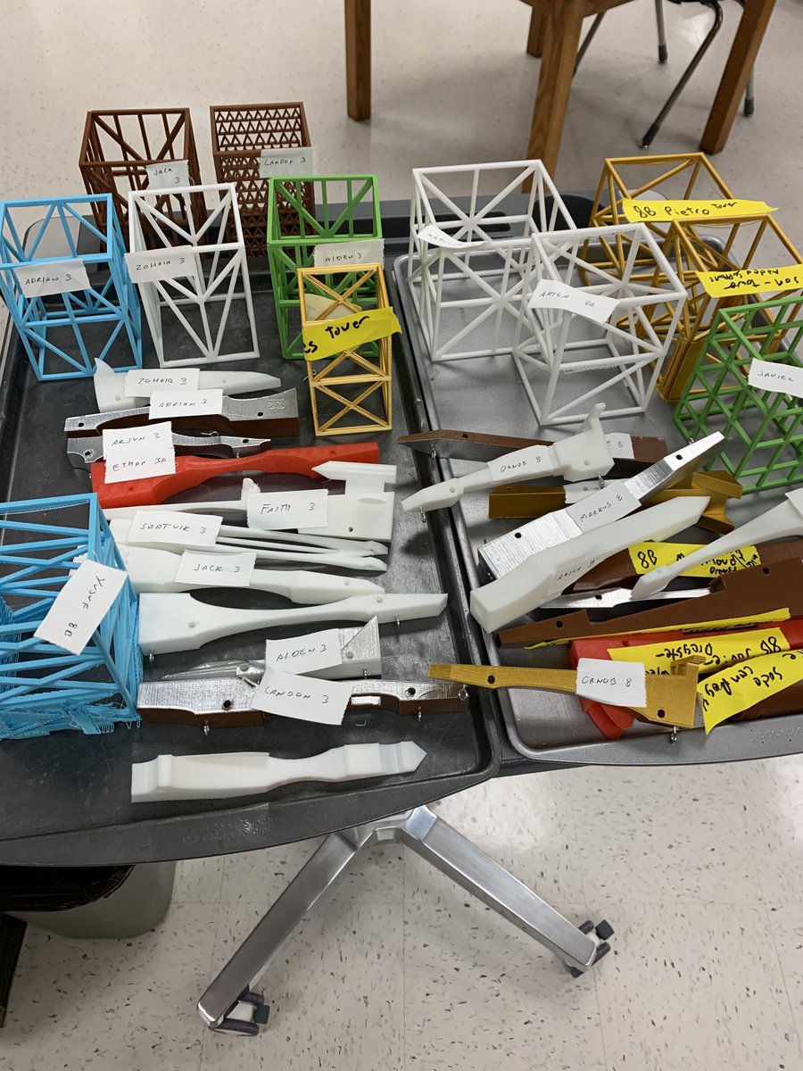 FWSTechEd's tweet photo. Farmwell Station Technology and Engineering students have been designing and 3D printing dragsters and towers using computer aided design and drafting software (CAD).

This week we race the dragsters and perform destuctive tests on the towers. @LCPSFarmwell @LCPS_CTE 

Good luck! https://t.co/oVj8YcByzL